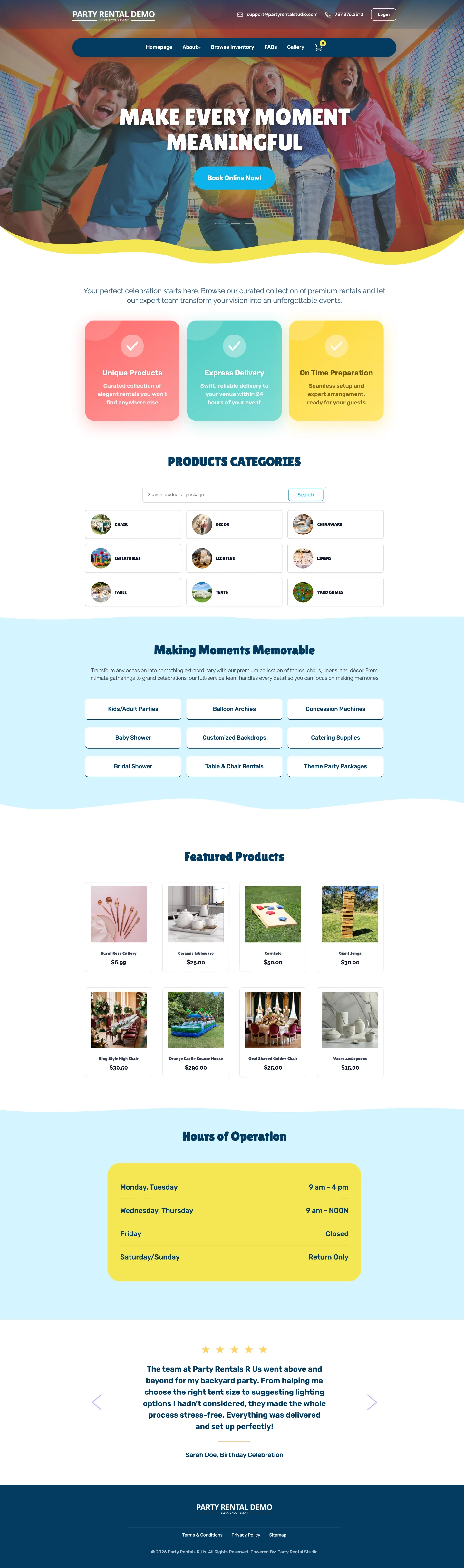 Party Jump website template