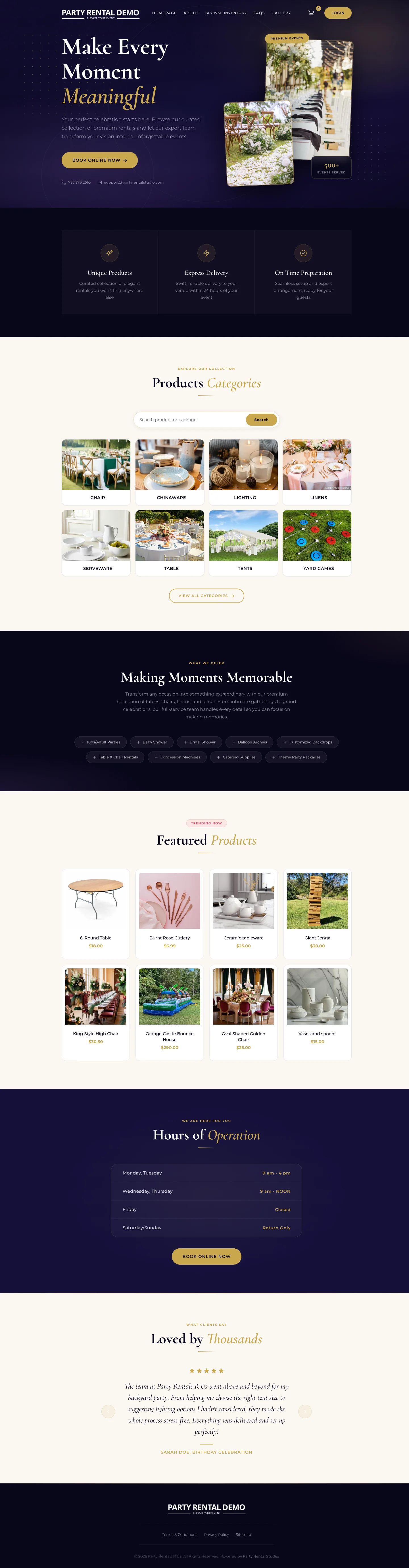 Party Premiere website template